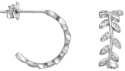 SOFIA MILANI - Damen Ohrringe 925 Silber - mit Zirkonia Steinen - Blätter Steck Creolen - 20953