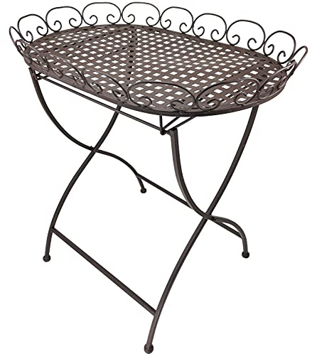 Crispe Stehtablett Beistelltisch aus Metall – Tisch klappbar für Indoor und Outdoor 'Calla' braun
