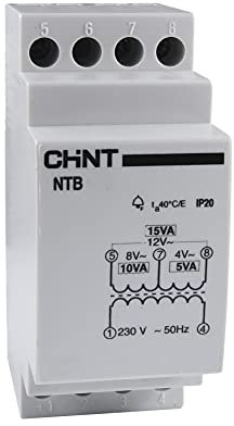 Chint Trasformatore, cod. 81024 (Sicurezza per Campanelli, 15VA, 230/4-8-12Vac)