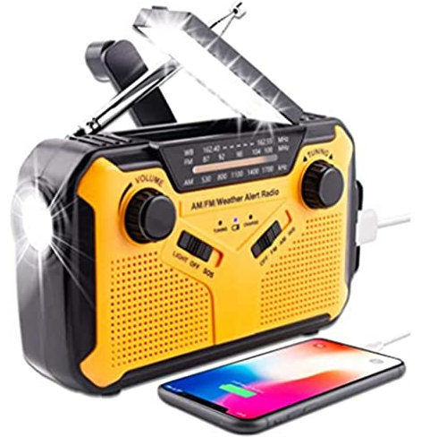 Mify Solar Radio, Survival Hand Crank Dynamo AM/FM Emergency Weather Radio, with Rechargeable USB Phone Charger, Weather Radio ，Flashlight, use for Household and Outdoor Camping, Hiking