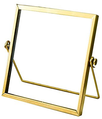 Retro Glass Photo Frame Metal Geometric Picture Frame Floating Picture Frame, Gold Photo Frame Photo Display For Photos, Cards, Posters, Certificates, 15 x 15 cm