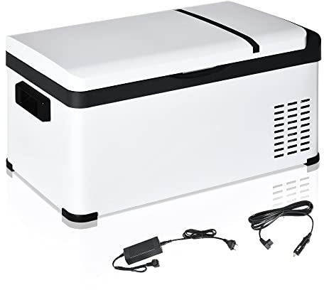 Outsunny Frigo Portatile Elettrico a Compressore 20L con Maniglia e Schermo LCD, Frigorifero Piccolo da 12/24V DC e 110/240V AC, per Auto e Camion