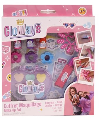 GLOWAYS - Petit Coffret Beauté - Maquillage - 258006 - Modèle Aléatoire - Plastique - Jeu pour Enfant - Beauté - Peau Sensible - Testé par Un Laboratoire Français - À Partir de 5 Ans