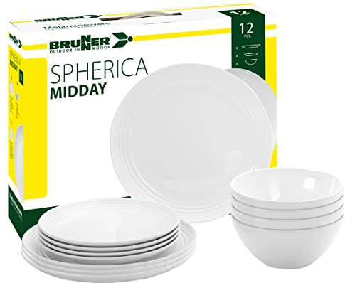 Brunner 0830148N.C7T Campinggeschirr Set für 4 Personen, Midday Spherica, 12 Stück