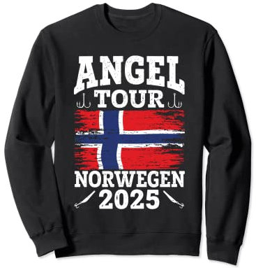 Angel Tour Norwegen 2025 Angelteam Norway Flagge Angler Sweatshirt