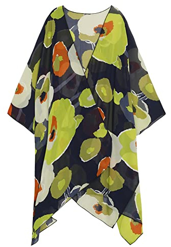 Women's Kimono Cardigan Long Chiffon Floral Swimsuit Cover up Bohemian Beachwear Bikini Shawl Tops
