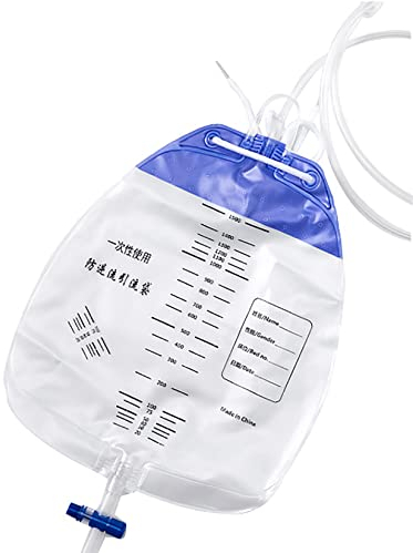 Bolsa de drenaje de orina, bolsa de orina con cámara antirreflujo, con drenaje a prueba de salpicaduras, bolsa de orina para hombres de 1500 ml, bolsa de orina profesional para el hogar, hospital