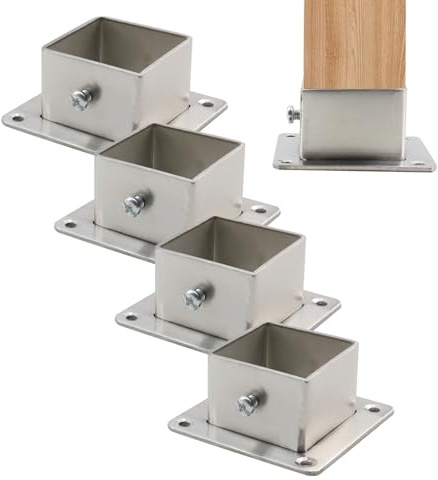 Wealrit 4 Pcs Square Post Bases Stainless Steel Flange Anchor Bases Heavy Duty Post Brackets for Fence Deck Railing Support(1.5 x 1.5)