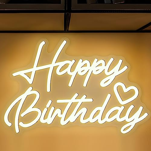 Lotvic Happy Birthday Leuchtreklame, Happy Birthday Neonlicht, LED Neon Happy Birthday Schild, USB-Betrieben, Happy Birthday LED Licht, Happy Birthday Neon Dekoration für Geburtstagsfeiern, Zimmer Bar