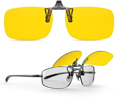 Goiteia Lunettes de conduite de nuit polarisées à clipser pour homme et femme, minimisent efficacement l'éblouissement des phares venant en sens inverse, vision haute définition, 60 x 40 mm