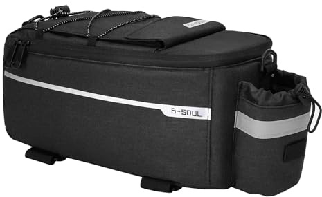 Eidoct 10L Waterproof Bicycle Rear Pannier Bag with Insulated Storage Pouch and Shoulder Strap for Bike Rack - Reflective Commuter Bag (Black)