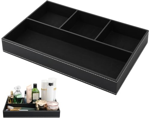 volumoon Valet Tray Organizer Nachttisch Organizer für Herren PU-Leder Aufbewahrungsbox mit Samt gefüttert dezente Valet Tray Aufbewahrungsbox Halter für Schmuck, Schlüssel, Handy, Geldbörse, Uhr,
