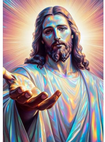 QENSPE Jésus Diamond Painting Broderie Diamant Peinture Kit Complet, 5D Rond Diamant Painting Tableau Jésus pour Adulte Enfant Strass Dessin Decoration Chambre Murale 30x40cm