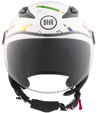 BHR Casco Moto Bambino, Casco Demi-Jet 838 CHILDREN | Omologato ECE 22.06, Casco Scooter per Bambini/Bambine, Visiera Antigraffio e Sgancio Micrometrico