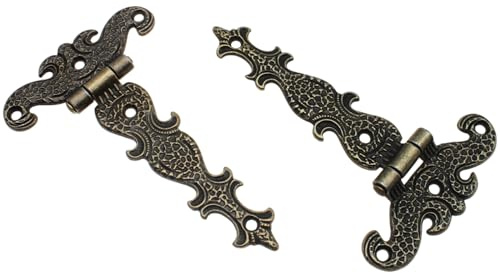 LBTODH Türscharniere aus Zinklegierung, Antik-Bronze, für Möbel und Holzkisten, 2 Stück