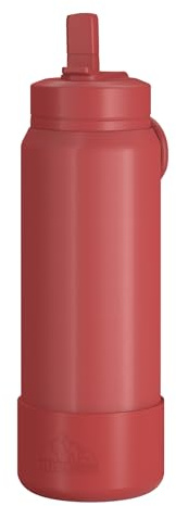 Hydrapeak 26oz Sport Insulated Water Bottle with Straw or Chug Lid, Leak & Spill Proof, Keeps Drinks Cold for 24 Hours, Hot for 12 Hours, Premium Stainless Steel Water Bottles (26oz, Faded Red)