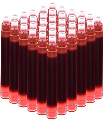 Jinhao - Set di 50 cartucce d'inchiostro per penna stilografica, formato standard internazionale, diametro foro 2,6 mm, colore rosso