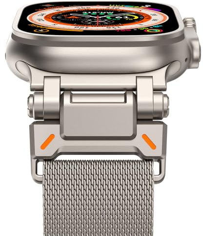 NewWays Bracelet en métal compatible avec les bracelets de montre Apple pour homme et femme, 49 mm, 46 mm, 45 mm, 44 mm, 42 mm, bracelet de rechange magnétique milanais pour iWatch Ultra 2/Ultra