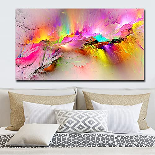 SUKPDJO Abstraktes Kunst Leinwandbilder,Marmor Bild auf Leinwand,Bunt Poster und Druck,Wandkunst für Wohnzimmer Bilder Abstrakt 60 x 120 cm,No Frame (A,70x140 cm)