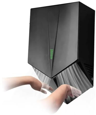 Elektrischer Händetrockner, kommerziell, Wandtrockner, 6 bis 10 Sekunden, zum Trocknen, elektrischer Handtrockner, 1200 W, automatischer Sensor, für Küche, Bad und Toilette (Farbe: Schwarz)