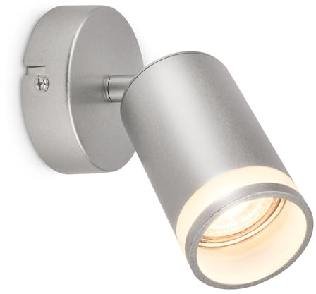 BRILONER - Wandleuchte innen mit seitl. Lichtauslass, schwenkbar, GU10, Leselampe, Wohnzimmerlampe, Lampe, Wandlampe, Küchenlampe, Flurlampe, Schlafzimmer, Wandbeleuchtung, 8x16 cm, Chrom-Matt