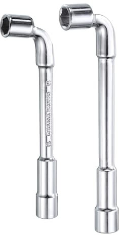 sourcing map 2pcs L Shaped Angled Hex Socket Wrench 10mm 11mm High Carbon Steel Double Ended Metric 6 Point Tubular Socket Spanner for General Repairing, Pipeline, Bicycle Car Maintenance