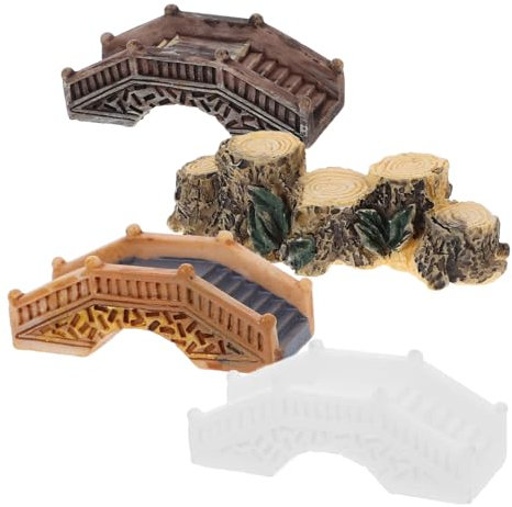 CAXUSD 4 Stück Miniatur Brückendekorationsset aus Robustem PVC Detailreiche Bogenbrücken für Mikrolandschaft Gartendekoration Bonsai und Terrassenzubehör