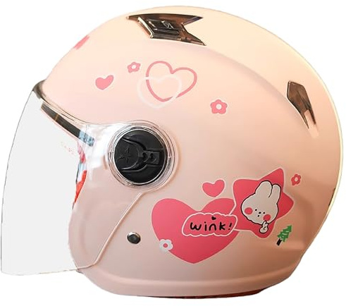 Casque De Scooter Mignon 3/4 Avec Visière, Casque De Kart, De Vélo Tout-Terrain, De VTT, Approuvé ECE Pour Garçons Et Filles, Casque De Moto Électrique Réglable D,50-55cm