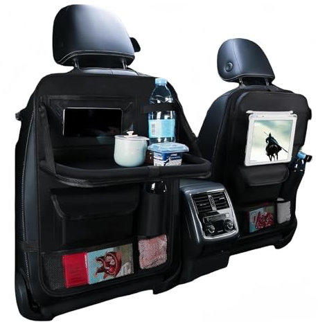 ZKSJFU 2 Stück Auto Organizer für Mercedes Benz Classe C W206 2022-2023-pr, Faltbar Organizer Auto Rücksitz Kinder Auto Organizer Rücksitz Wasserdicht Oxford Lederstoff,Black