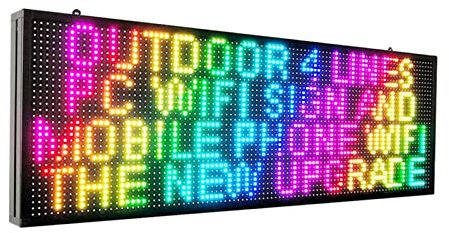 DMETE LED-Panel Programmierbares LED-Schild Vollfarbe 39 X14 P10 SMD-Laufschrift-LED-Anzeige for den Außenbereich für Auto, Bar, Hotel, LKW
