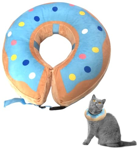 LittleBean Uppblåsbar krage för katt, husdjurshalsband, hundhalsband, läckagesäkert hundhalsband för återhämtning efter operation eller sår (blå munk