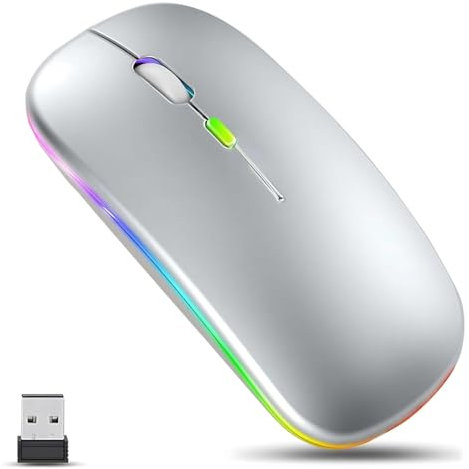 Wireless Mouse for Laptop – Slim Rechargeable Mouse with 2.4 GHz Mini Receiver, Silent Click, 800-1600 DPI, Portable Cordless Mouse for Windows, laptop, PC, Home & Office