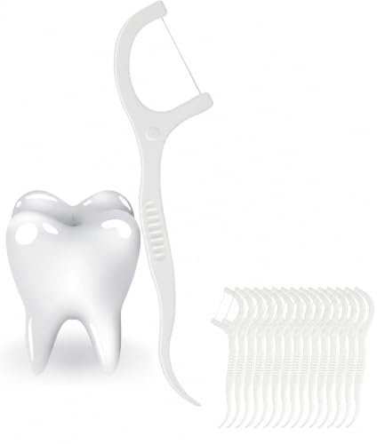 Floss Picks Disposable Toothpicks Floss Holder with Handle Easy to Use 2 in 1 Teeth Cleaning Tool Super Strong Thread Tooth Picks Sticks Prevents Tartar Plaque for Quick Teeth & Gum Care (50 Pc)