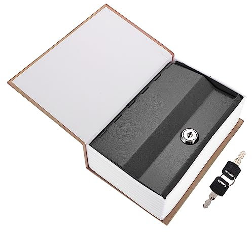 HOMSFOU Book Shape Storage Box Vintage Style Secret Compartment Safe Box Iron Material for Home Office Decorative Storage
