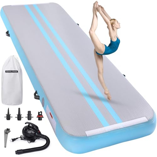 ROMELANDS Turnmatte Aufblasbar, 3M/4M/5M Trainingsmatte mit Luftpumpe, 10 cm hoch Gymnastikmatte für Yoga, Taumel, Turnen, Ausbildung