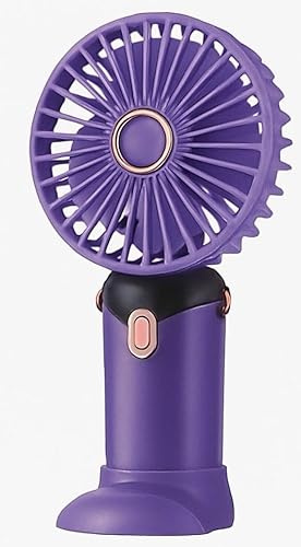 Hand Held Fan,Portable Handheld USB Rechargeable Fans with 5 Speeds,Battery Operated Mini Fan Foldable Desk Desktop Fans with LED Display for Home Office Bedroom Outdoor Travel (Purple)