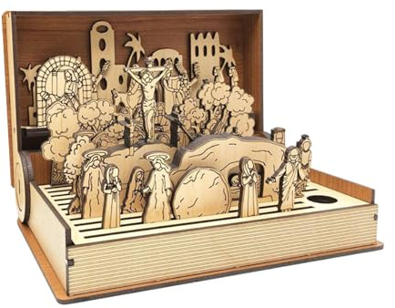 Madera Paster Semana Santa - Recuerdo De Madera Hecho A Mano Para Decoración Familiar, Obras De Arte De Vacaciones Espirituales | Pantalla De Recuerdo Religioso De Pascua Para El Hogar, Ornamento E