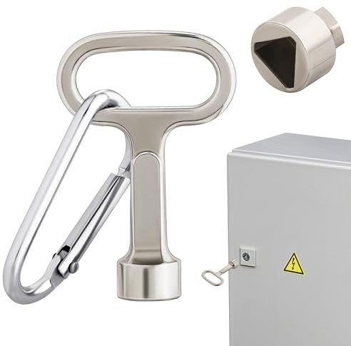Vivantia Triangular Utility Key with Carabiner, 9x9x9mm Triangular Socket, Heavy-Duty Zinc Alloy for Gas/Water/Electric Meter Boxes & Cabinets, Anti-Lost Kit