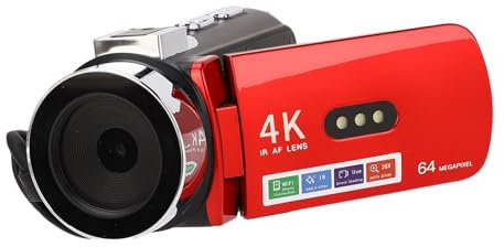 Bewinner 4K Vlog -kamera med WiFi, 64MP Travel -videokamera, 3,0 Tum 180 ° Flip Screen, 4800mAh Battery, LED Fill Light, 4K Video Camera för Resefotografering