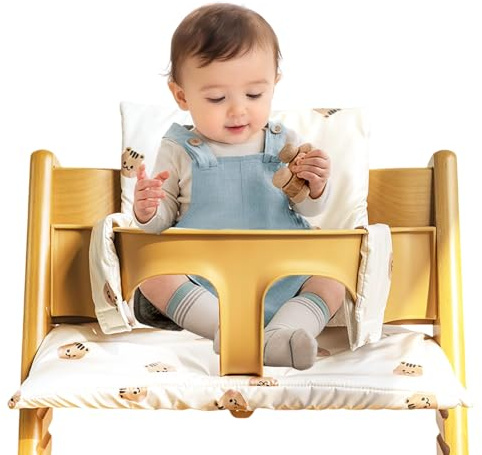Sitzkissen für Stokke Tripp Trapp: Hochstuhl Sitzkissen, Doppelte Polsterung an Rückenlehne, Wasserdicht Kids Sitzkissen Abnehmbar, Bio Baumwolle Weiches Sitzkissen Hochstuhl Zubehör （Eichhörnchen）