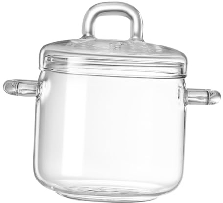 FIXOSHEE Heatable Large Glass Bowl Lid Double Handle Glass Salad Fruit Soup Bowl Microwave Safe for Kitchen and Instant Noodle Serving