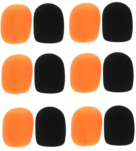 ibasenice 20 Pezzi Copri Microfono in Nero e Arancione Parabrezza Microfono Antivento per Microfoni Portatili Protezione Riutilizzabile per Karaoke Ktv e Eventi Pubblici