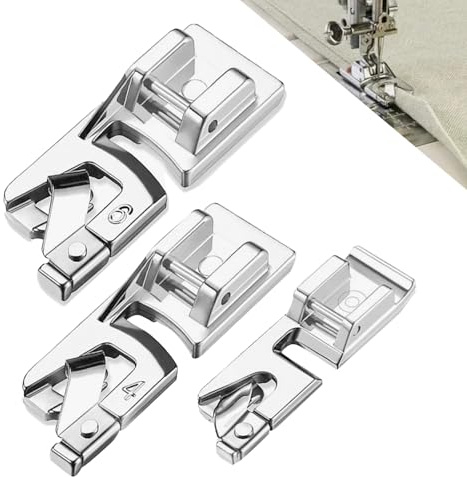 3 Pcs Narrow Edge Sewing Machine Presser Foot Set, Narrow Rolled Hem Sewing Machine Presser Foot Set for Janome, Juki, Babylock, Elna, Kenmore, White and More Low Shank Sewing Machines (3mm,4mm,6mm)