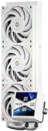 Thermalright Peerless Vision 360 UB ARGB White CPU Aio Cooler,PC 360 Specification Water Cooler System with Inline PC Fans,3.95’’IPS LCD Screen with 480x480 Resolution,for AM4/AM5;Intel 1700/1851