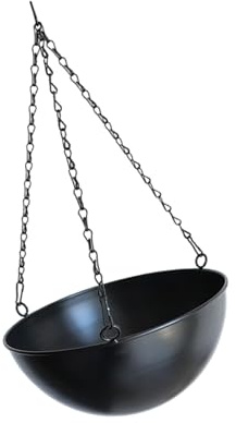 ZHGFXIN Fioriera rotonda in metallo da appendere con catena di drenaggio inclusa, per casa, portico, giardino, decorazione interna ed esterna, grande capacità