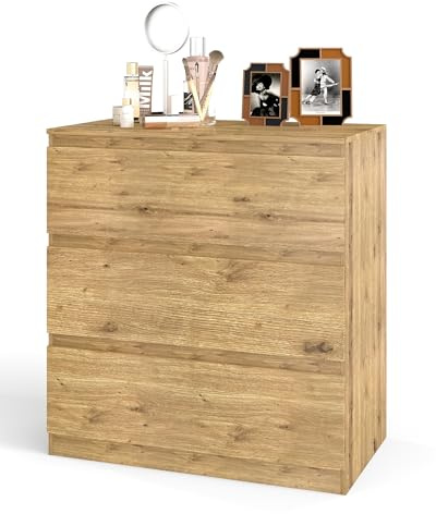 Amveya Kommode Eichenfarbe mit Schubladen, Sideboard Wohnzimmer, Schubladenschrank, Komodenschrank für Schlafzimmer, Chest of Drawers kommode, Wohnzimmer Sideboard, schubladenkommode modern