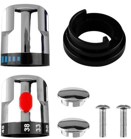 Lotsdonxia 2PCS Hot & Cold Mixer Tap Handles, 54x39mm Shower Valve Control Knobs – Durable Plastic & Metal Faucet Replacement Kit