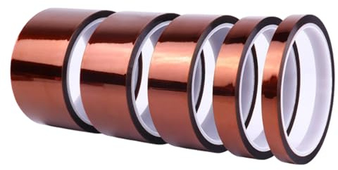 5 rollos de cinta adhesiva resistente al calor, cinta adhesiva Kapton, cinta adhesiva de película de poliimida, cinta de alta temperatura, cinta aislante de alta temperatura, cinta térmica para