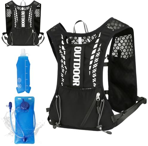 Gilet da corsa da donna con bolla d'acqua da 2 l e borraccia da 500 ml, ultraleggero, traspirante, per corsa, uomo, per jogging, trail running, bicicletta, maratona