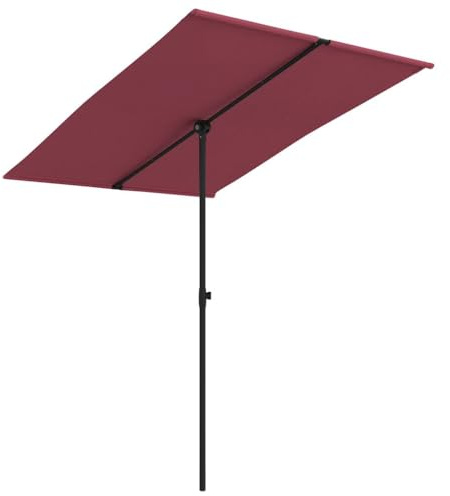 Xhnifbn Parasol bordeaux - 2 x 1,5 m - Structure en aluminium UV80 - Rectangulaire - Réglable en hauteur - Pivotant à 180 ° - Pour balcon, terrasse, jardin